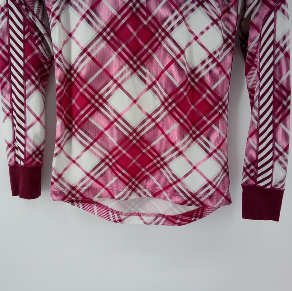 HELLY HANSEN Women's Lifa Stretch 1/4 Zip Base Layer Top S Tartan Pattern Pink - Picture 7 of 9